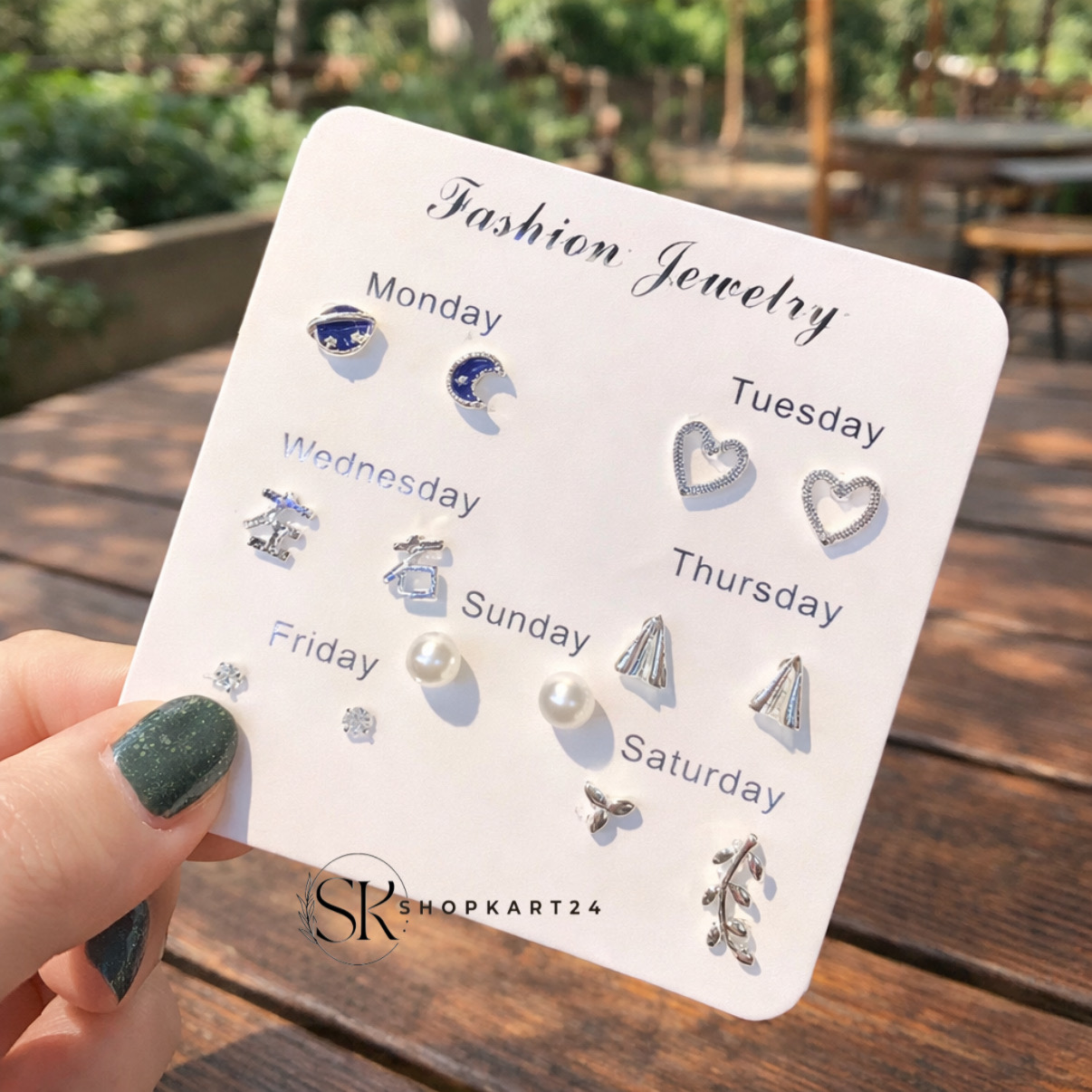 7 Days Style Stud Earring Combo Card