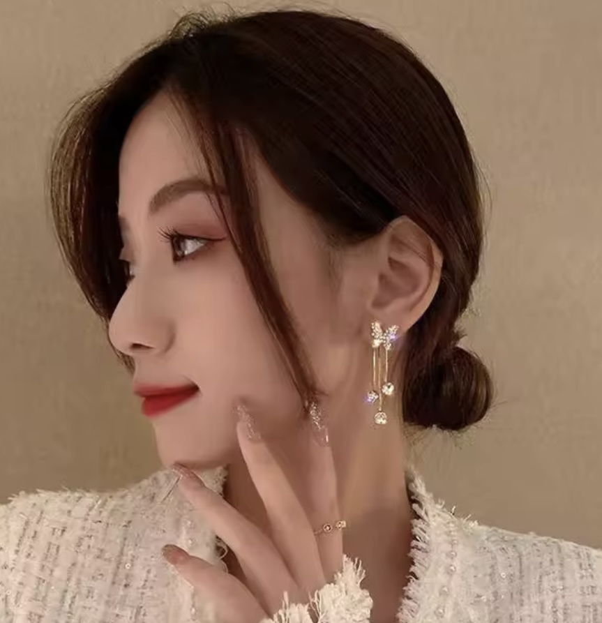 Butterfly Crystal Drop Earrings