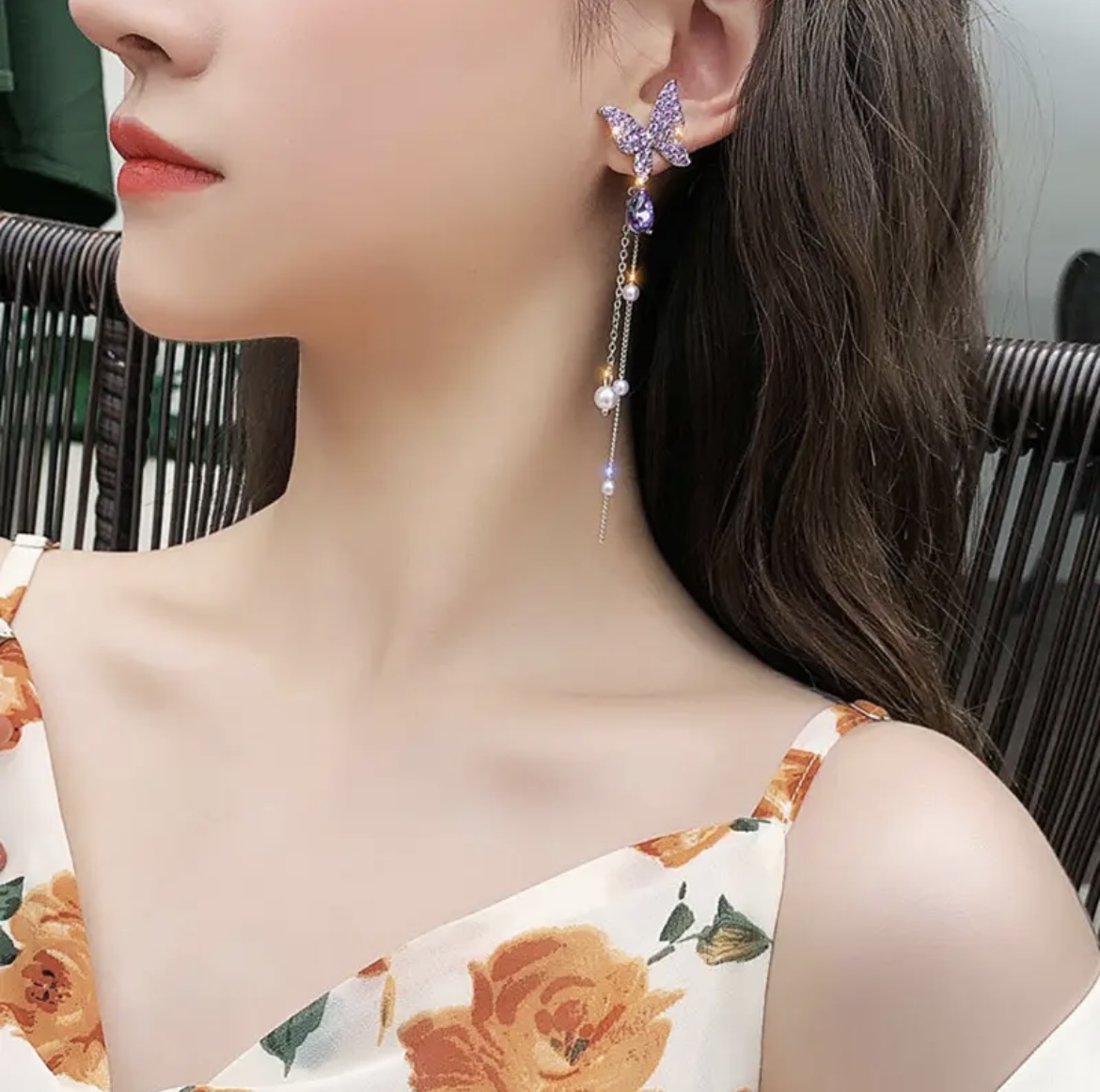 Purple Drop Earring