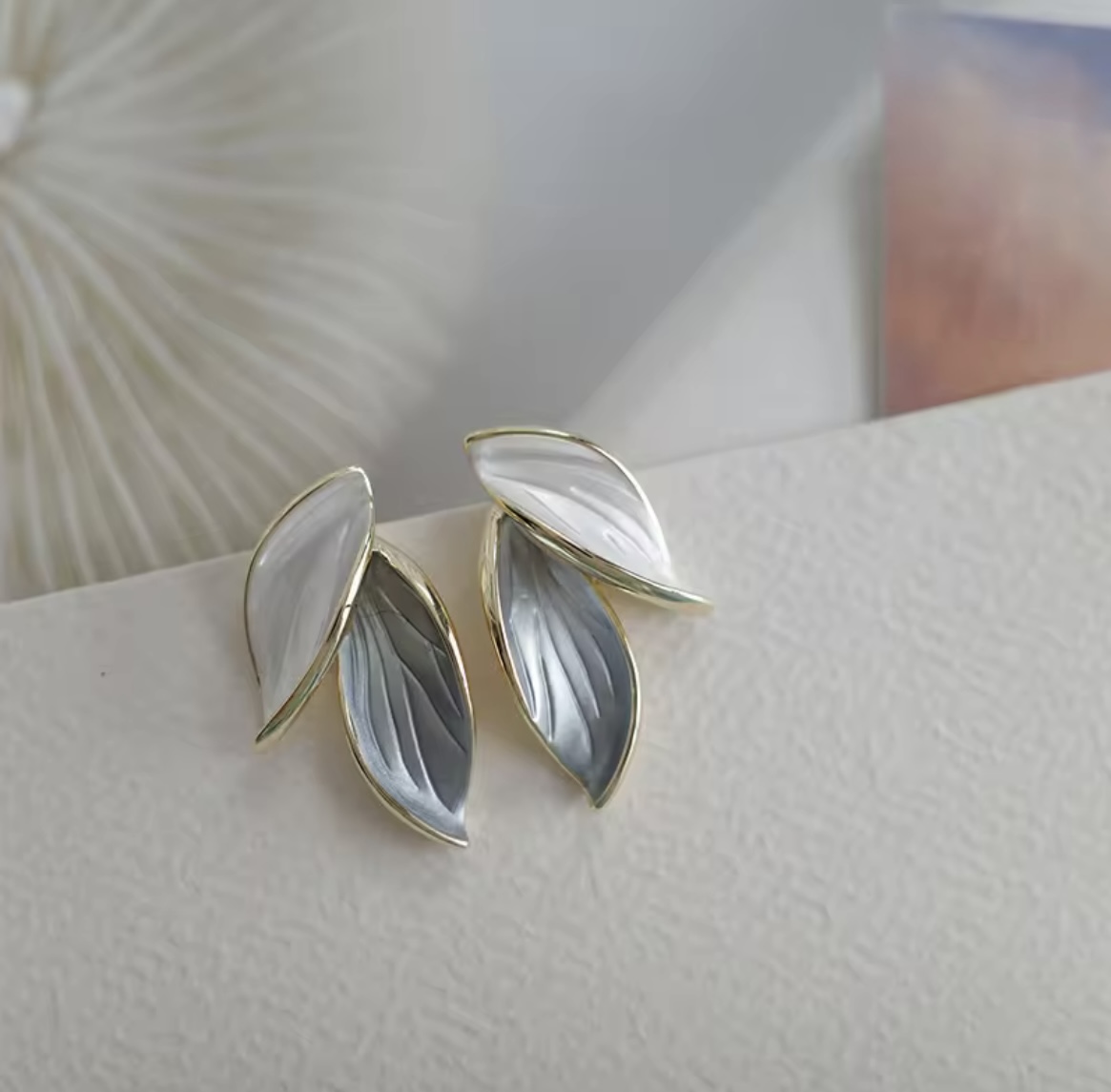 Elegant Dual-Tone Leaf Drop Earrings