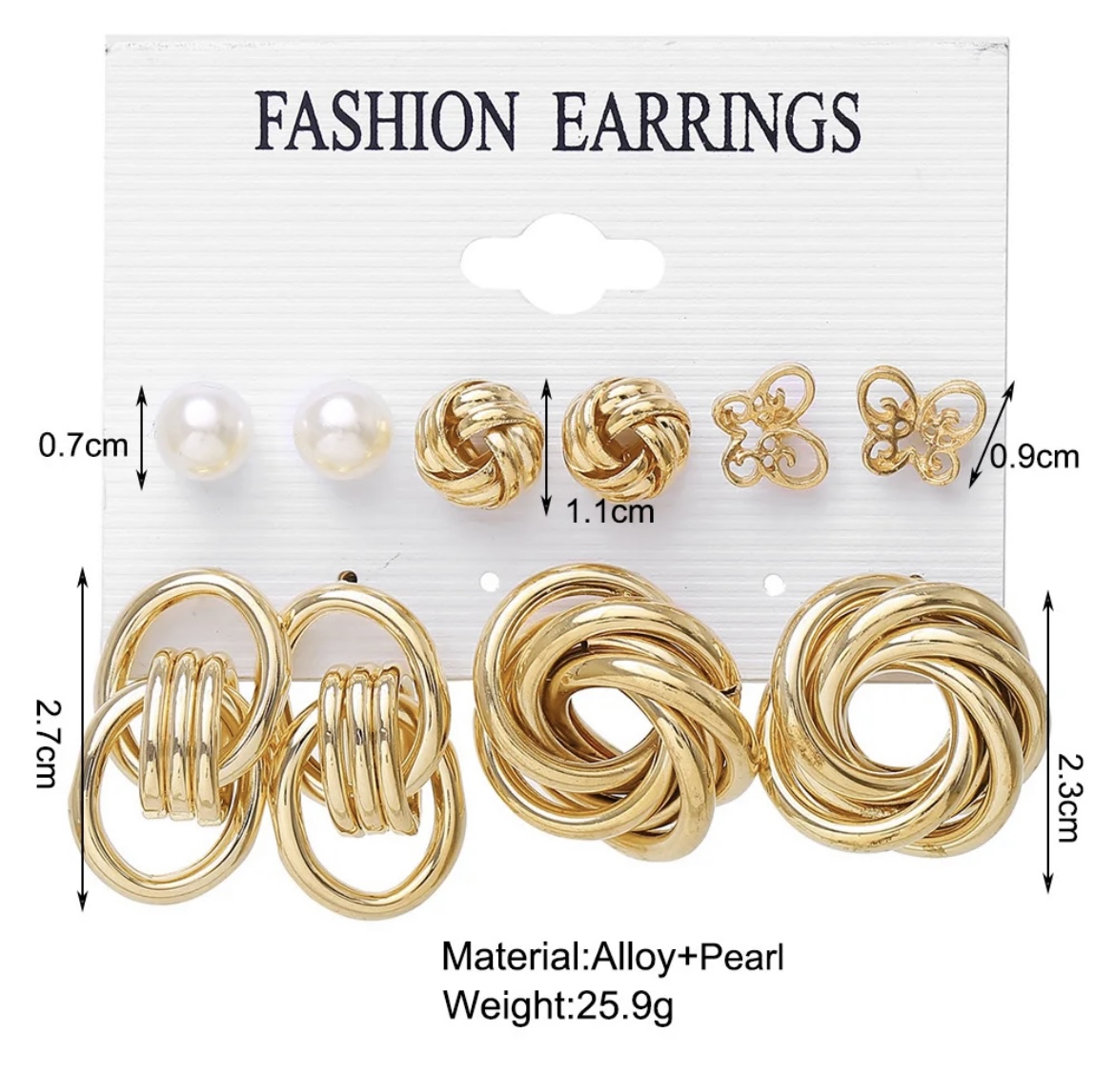 American 6 Pair Earring Set