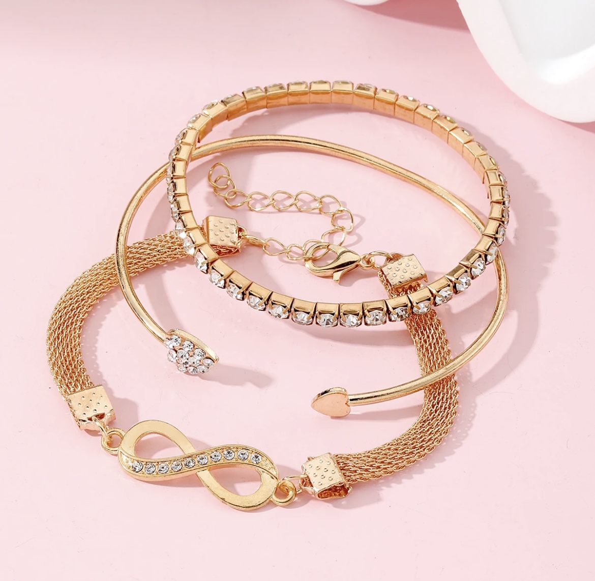 Heart Open Charm Bracelet Set of 3