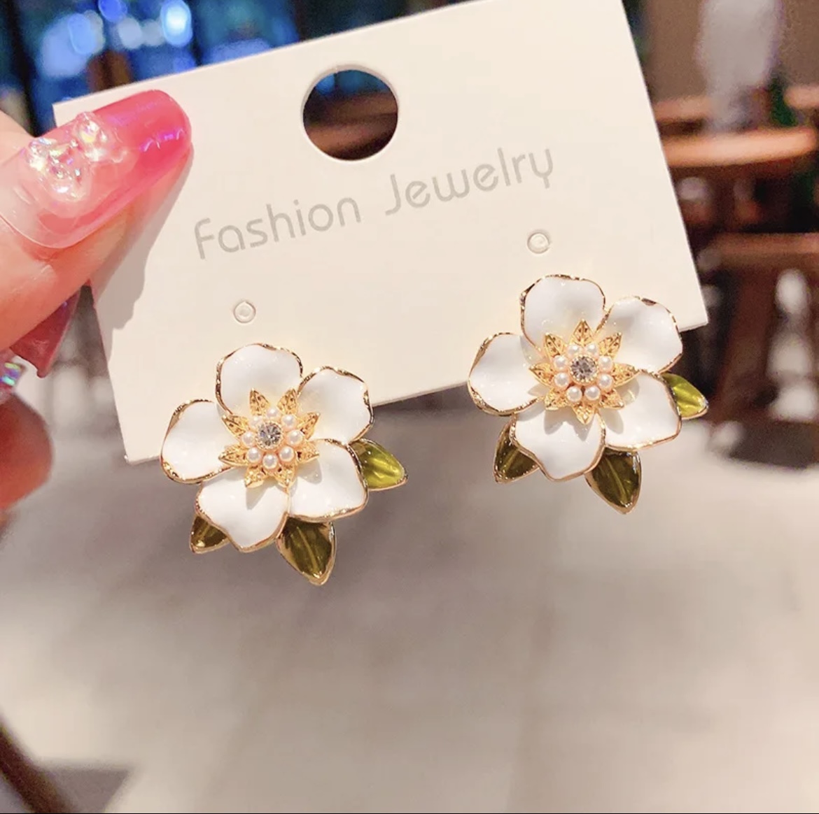 Camellia Small Flower Enamel Earring