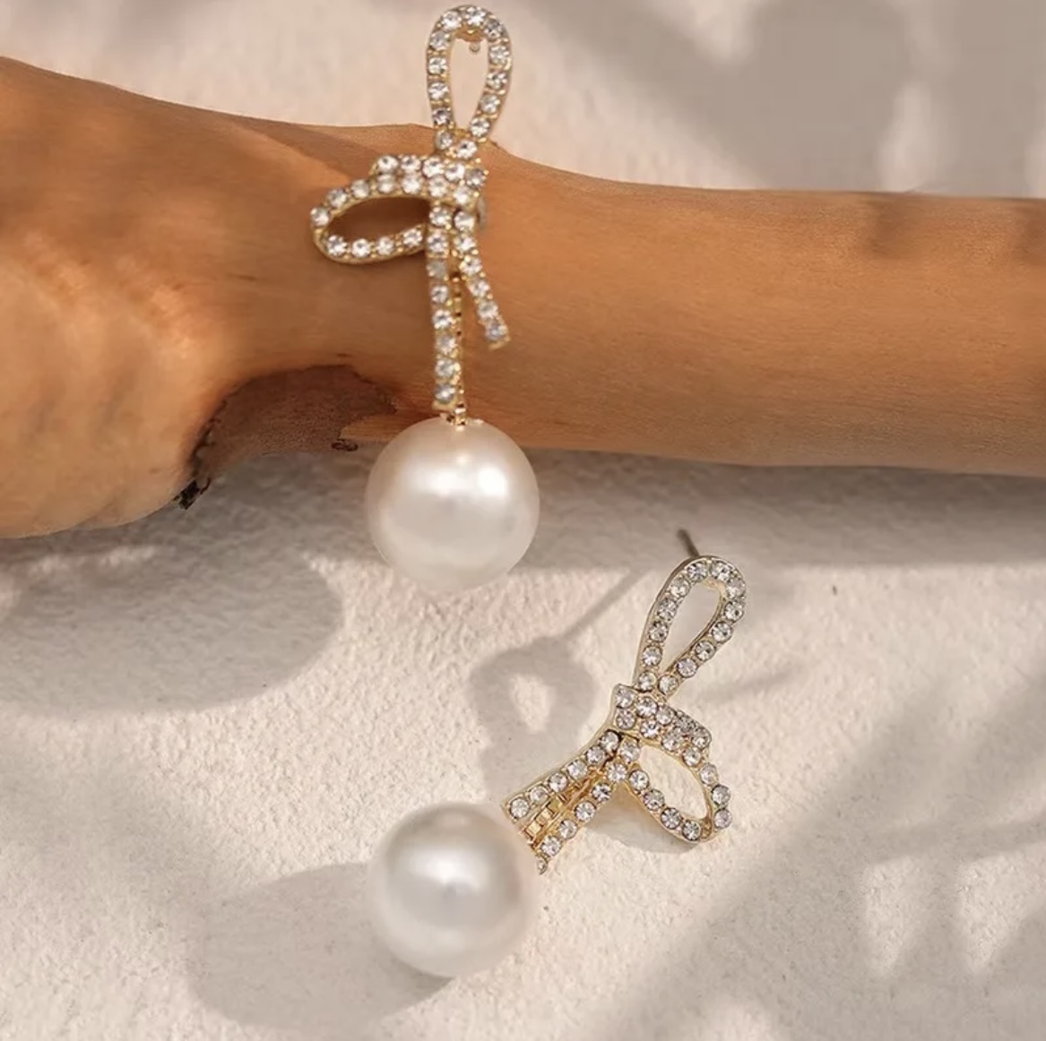 Butterfly Bow Pearl Korean Earring