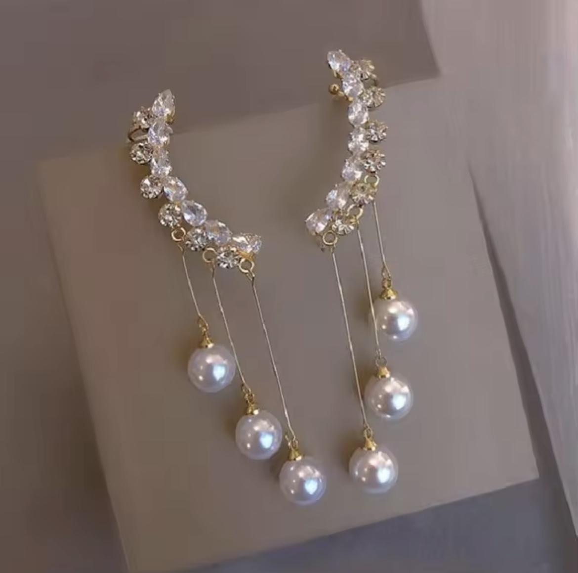 Gold Plated Rhinestone Ear cuff Pattern Earring