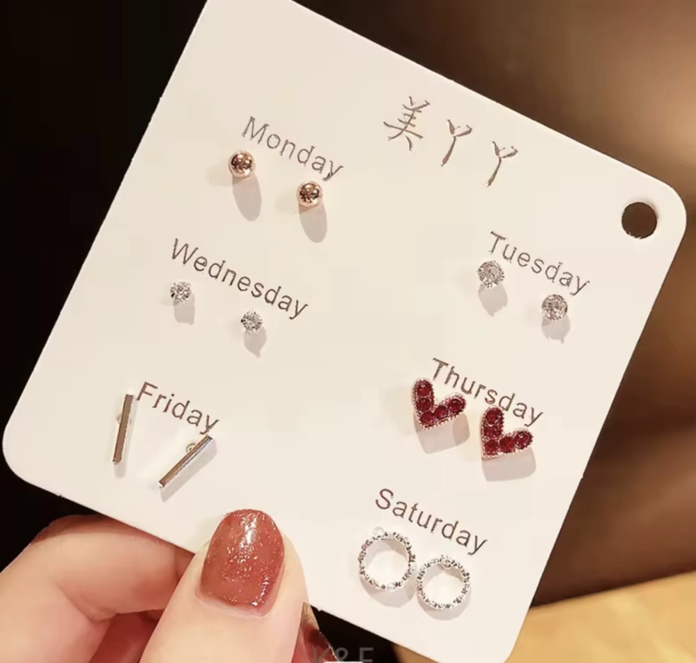 7 Days Minimal Chic Stud Earring Set