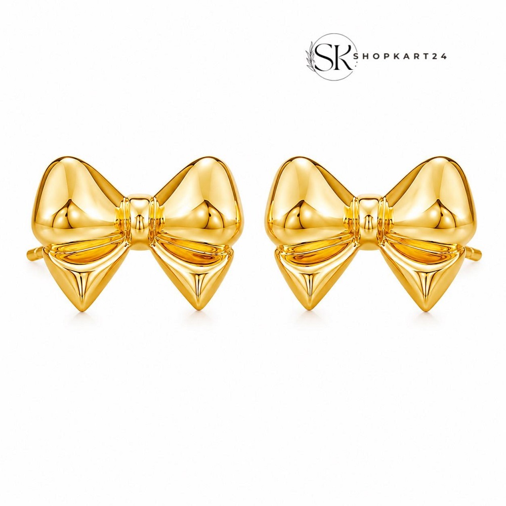 Anti Tarnish Golden Bow Earrings