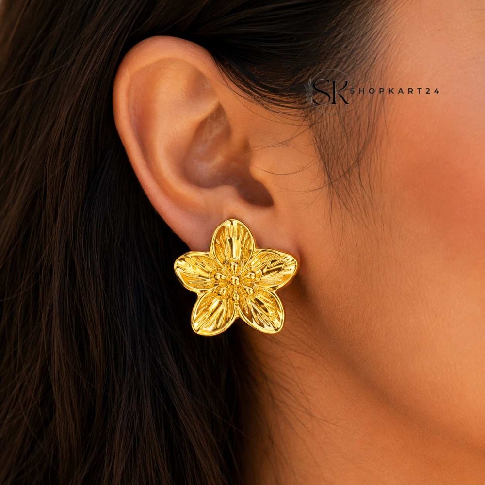 Anti Tarnish Golden Flower Studs