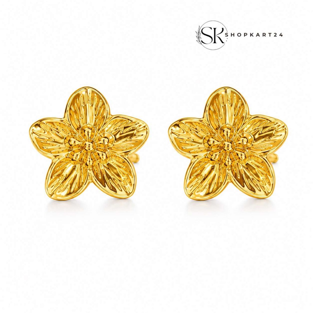 Anti Tarnish Golden Flower Studs
