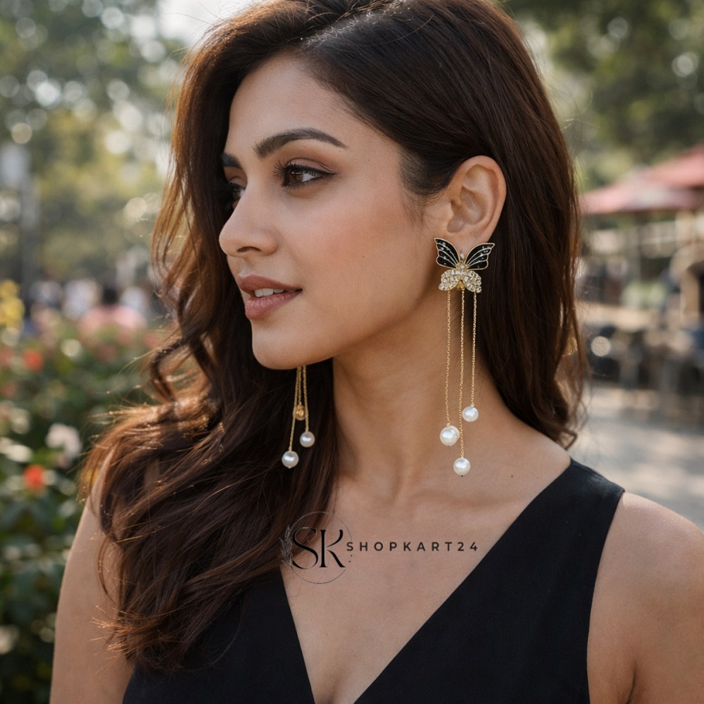 Black Butterfly Drop Earring