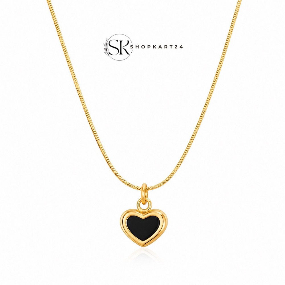 Black Heart Stainless Steel Pendant with chain