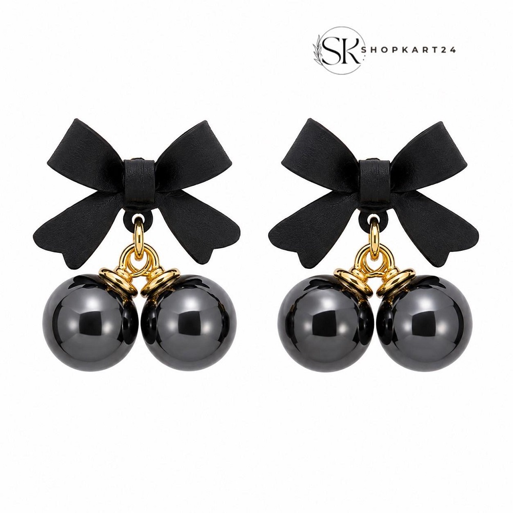 Black Noir Bow Earrings