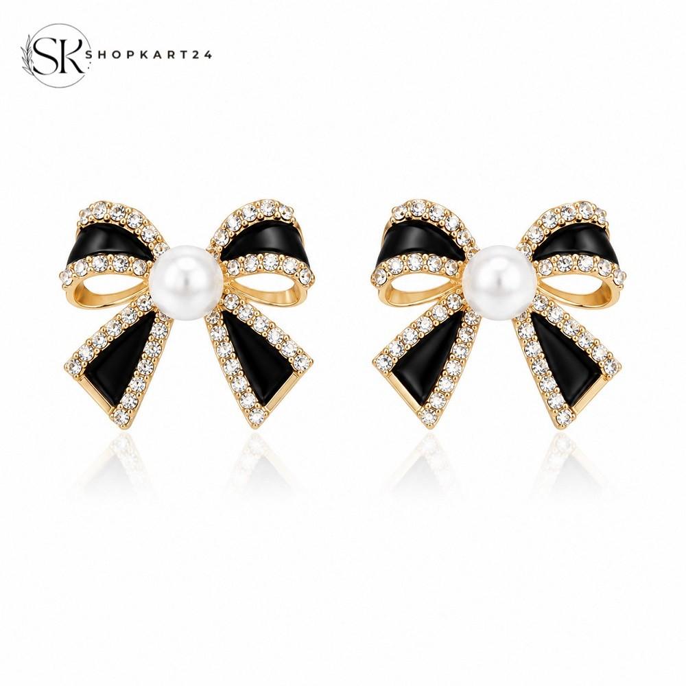 Black Velvet Bow Earrings