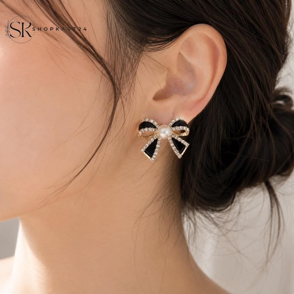 Black Velvet Bow Earrings