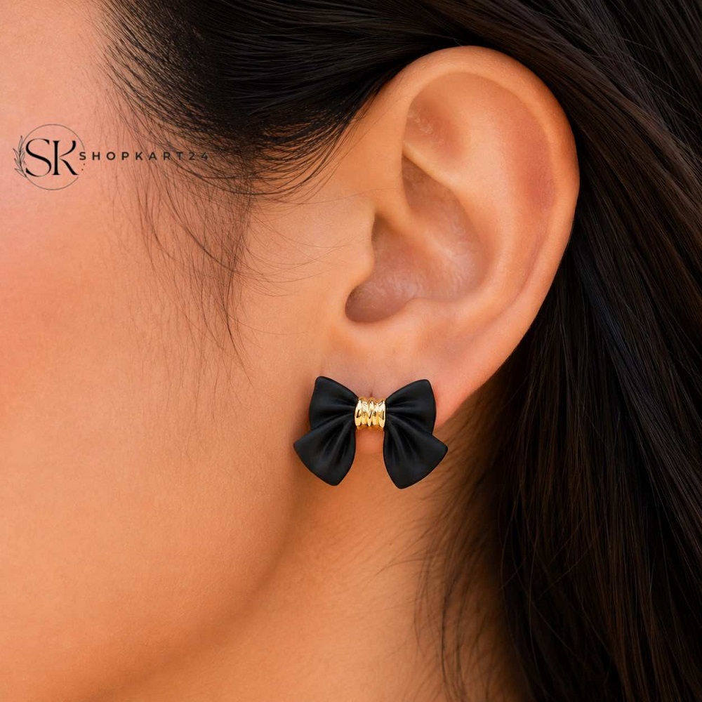 Black Velvet Bow Studs