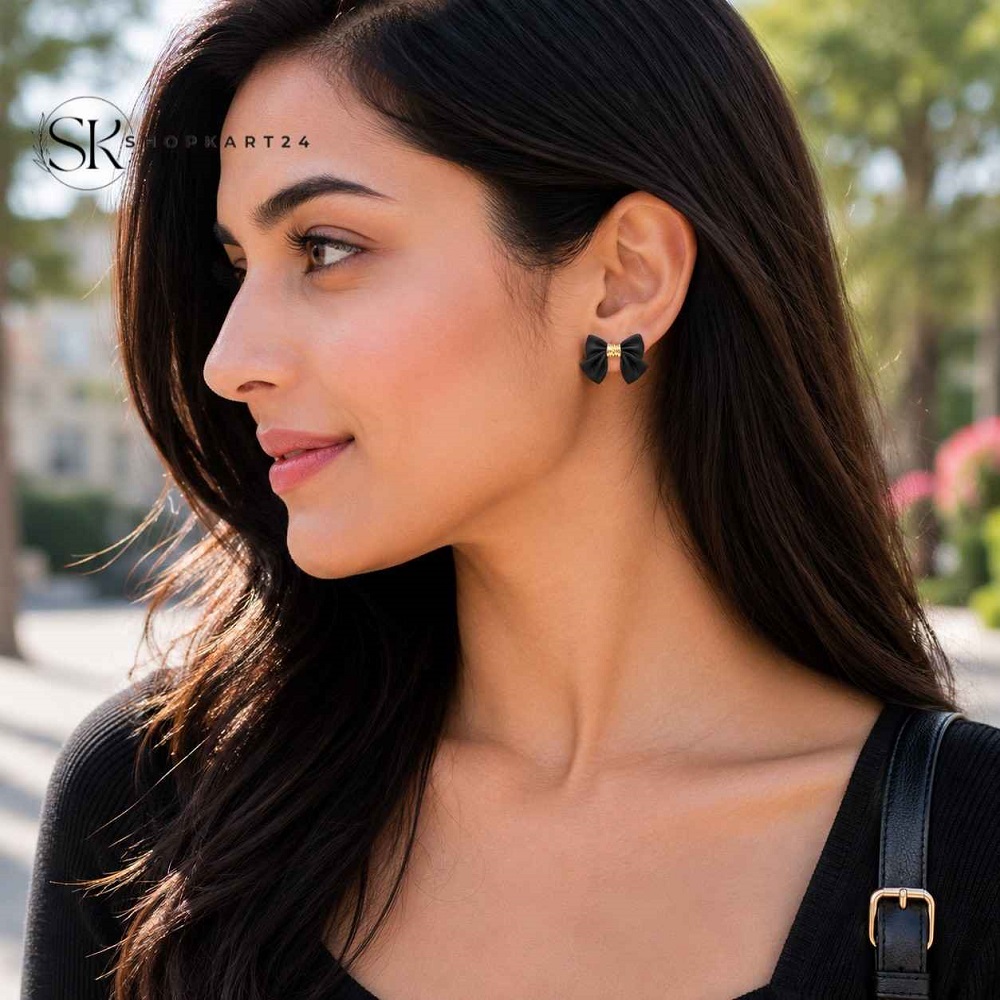 Black Velvet Bow Studs
