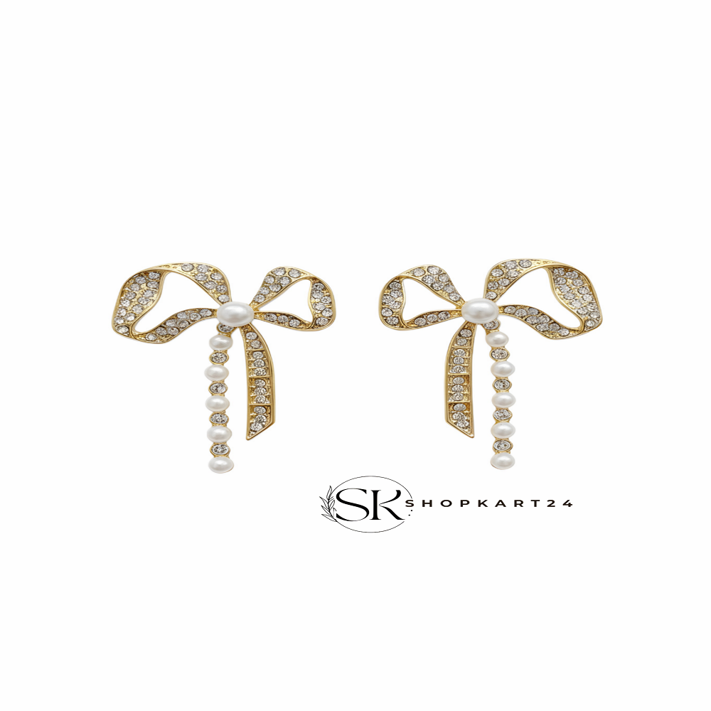Bow Knot Pearl Drop Earring