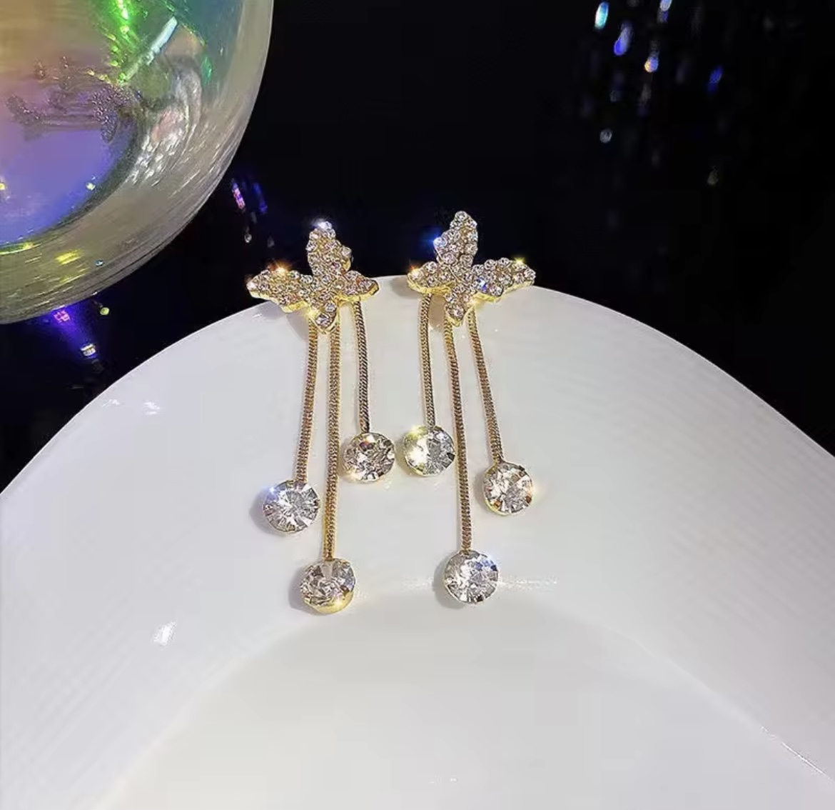 Butterfly Crystal Drop Earrings