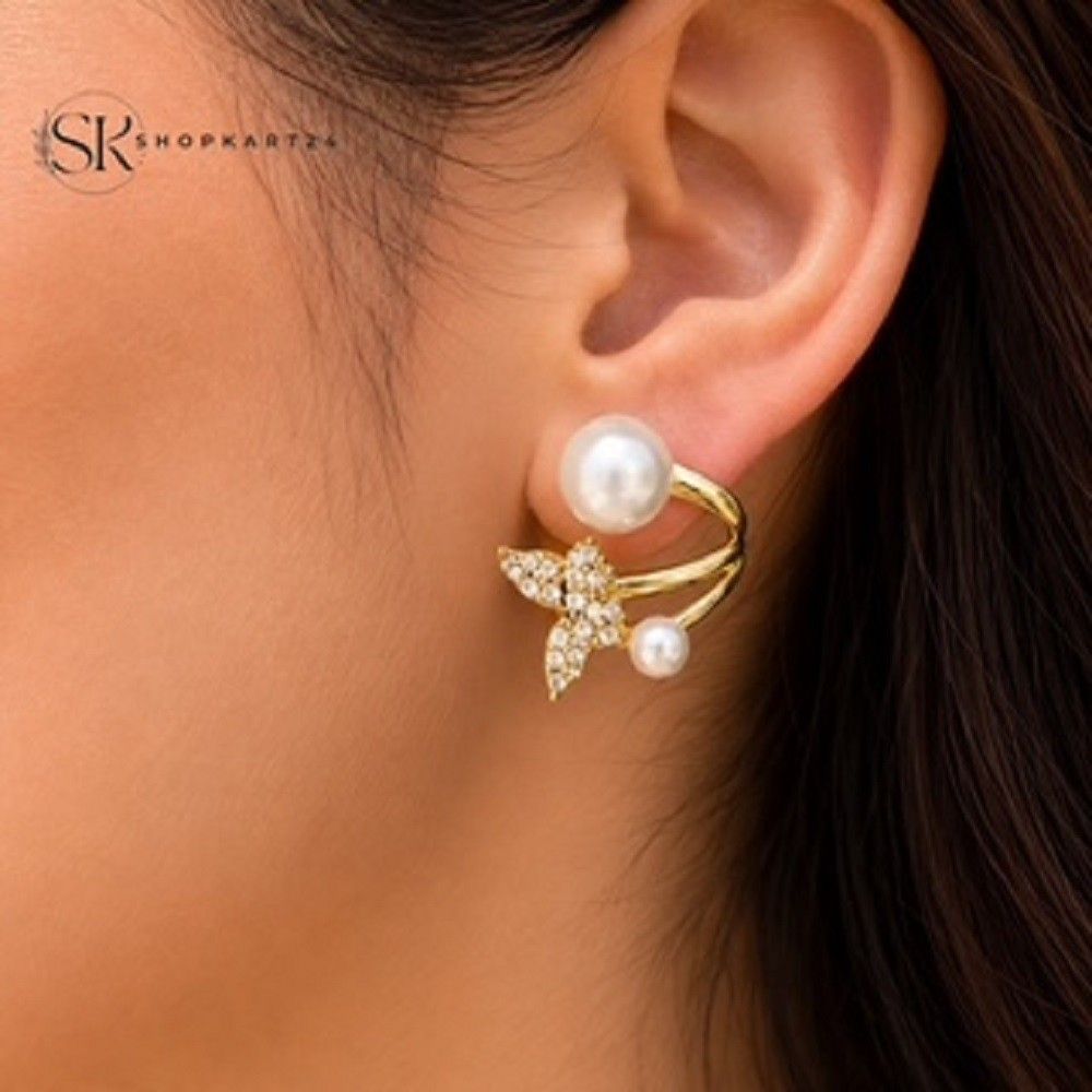 Butterfly Pearl Stud Earring