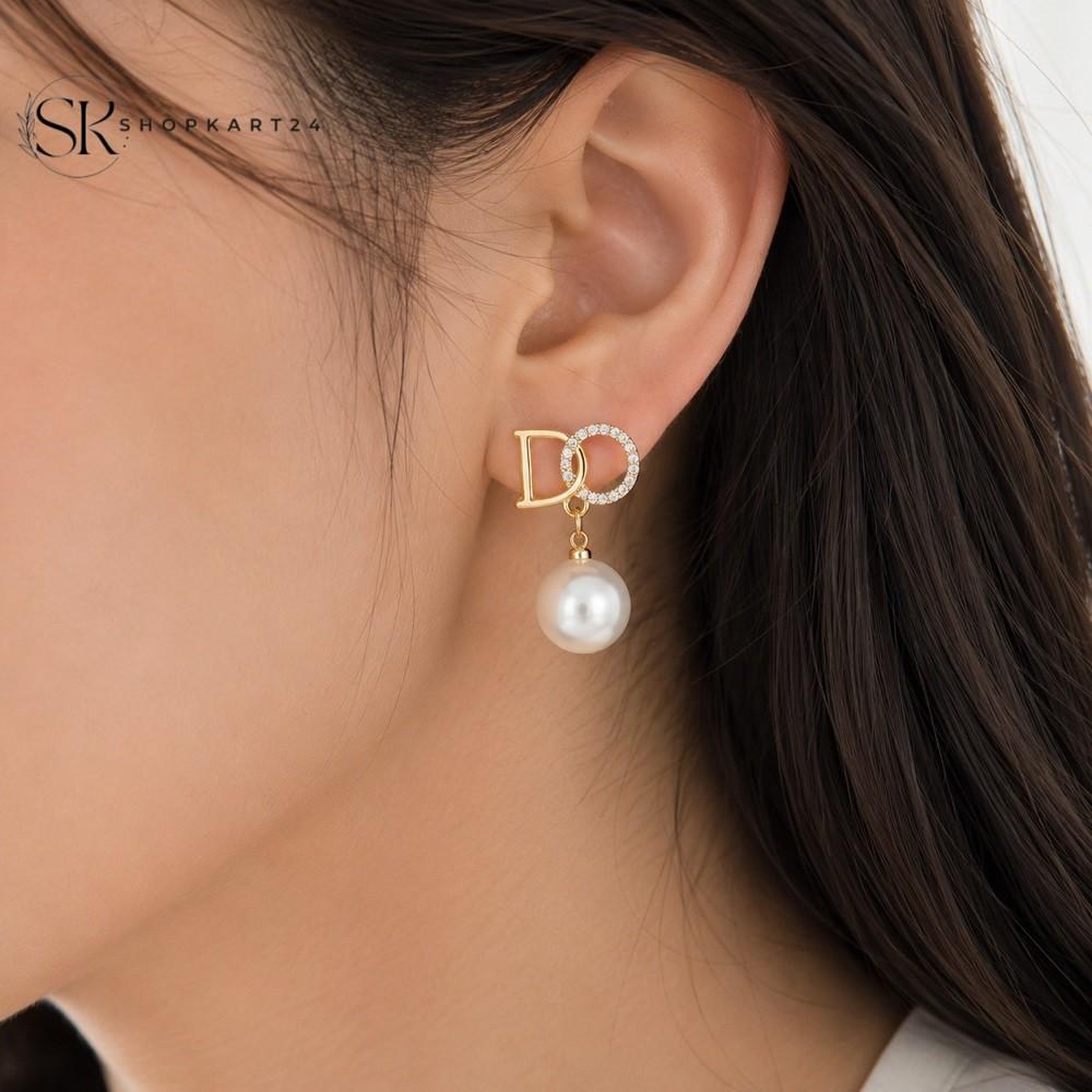 Crystal D Pearl Earrings