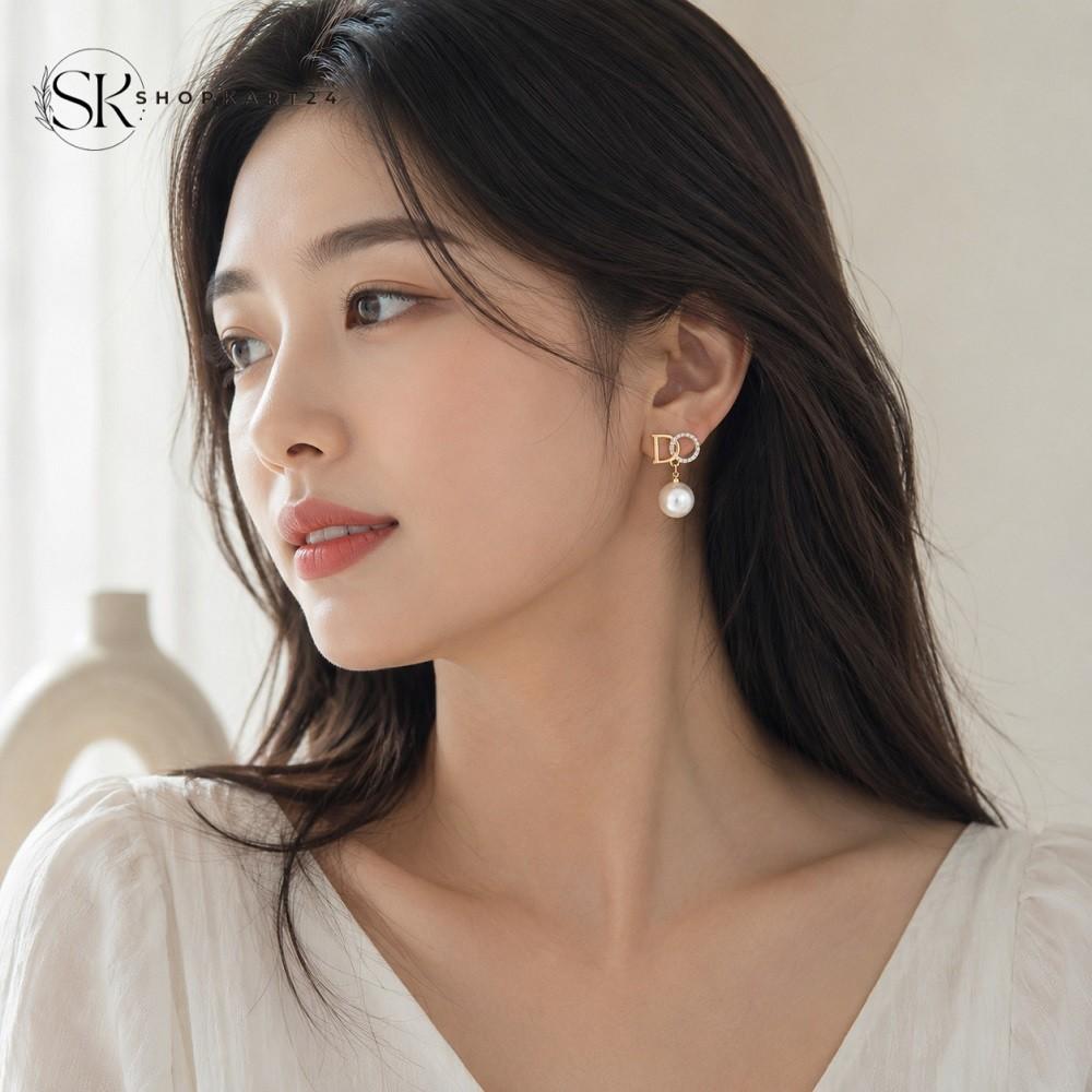 Crystal D Pearl Earrings