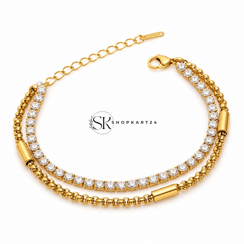 Crystal Link Double Layer Luxe Bracelet