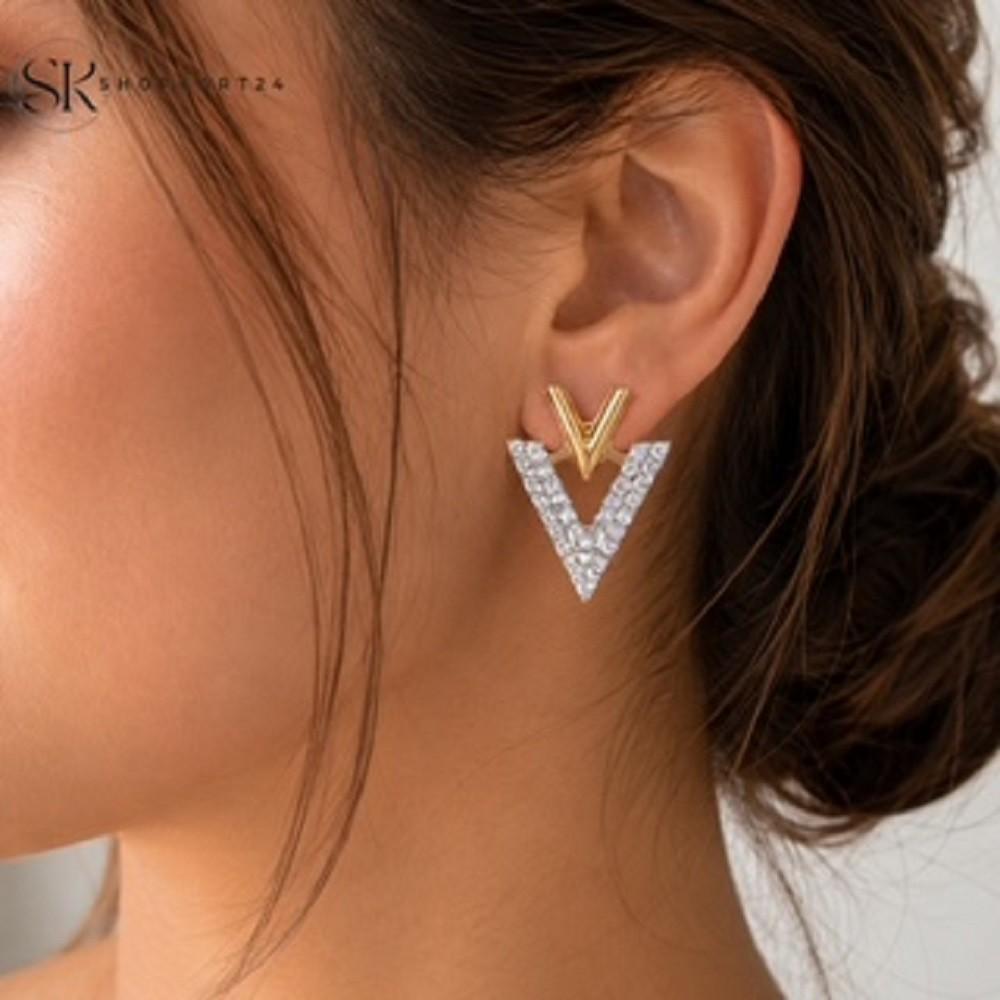 Crystal V Luxe Korean Earrings