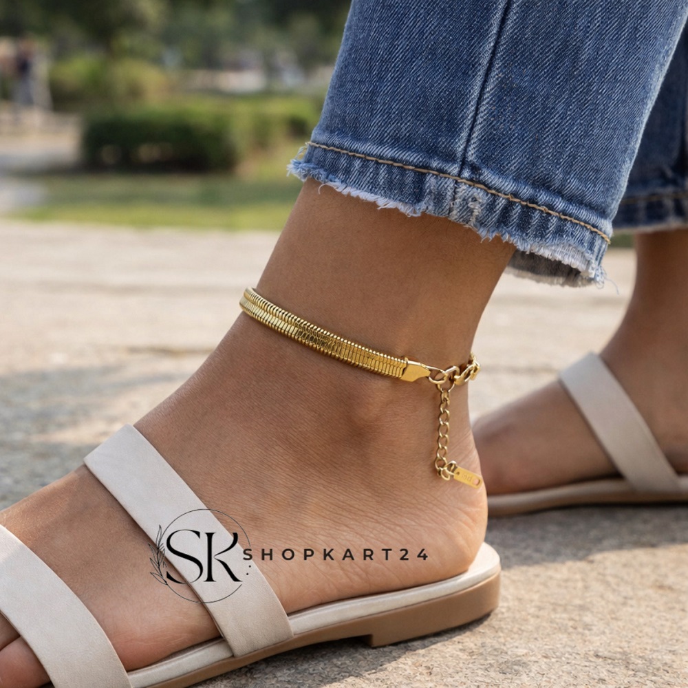 Gold Plated Snake Anklet Cum Bracelet