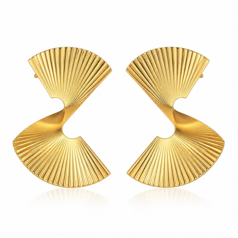 Golden Geometric Fan Earrings