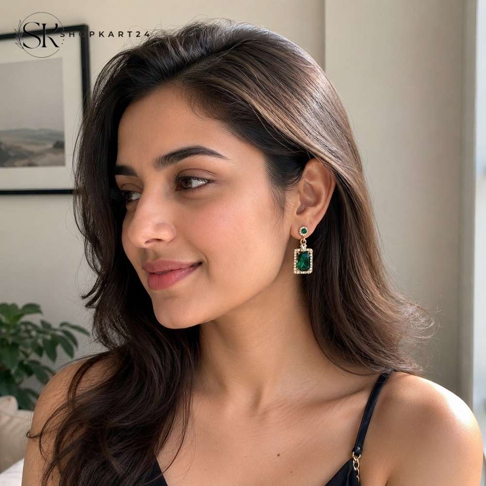 Green Emerald Earring