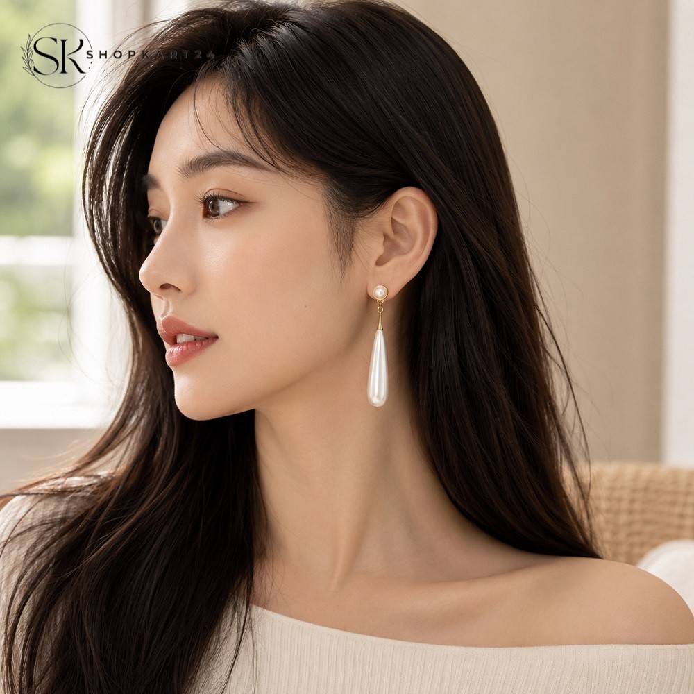 Ivory Drop Korean Earrings