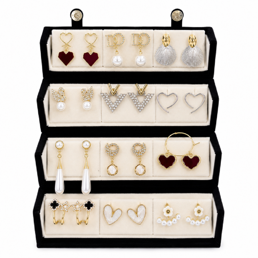 Korean Earring Everyday Wear Combo Set With Jewellery Organiser Box