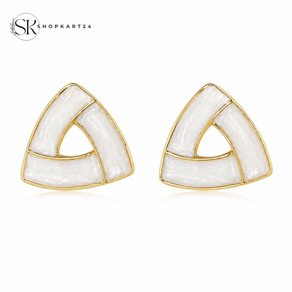 Korean Geometric Pearl Earrings