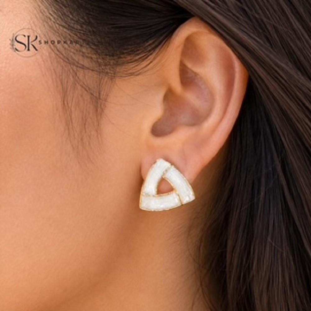 Korean Geometric Pearl Earrings