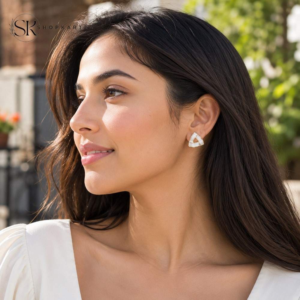 Korean Geometric Pearl Earrings