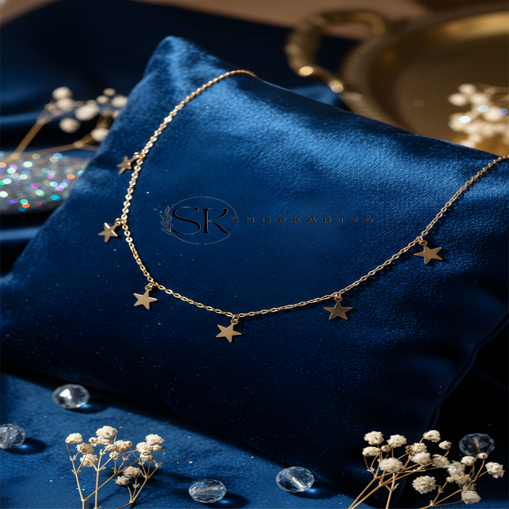 Korean Star Charm Necklace Set for Women