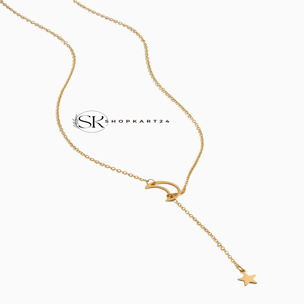Korean Style Moon & Star Chain Necklace Set for Women
