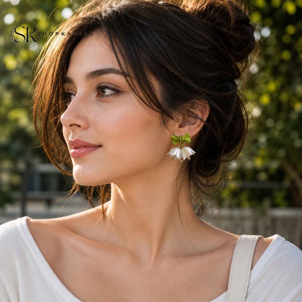 Korean Tulip Bow Pearl Drops