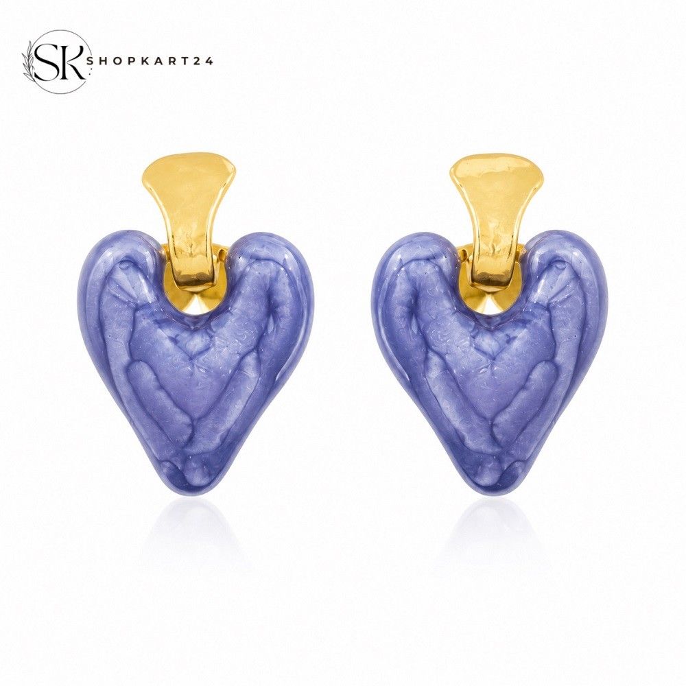 Lavender Heart Korean Earrings
