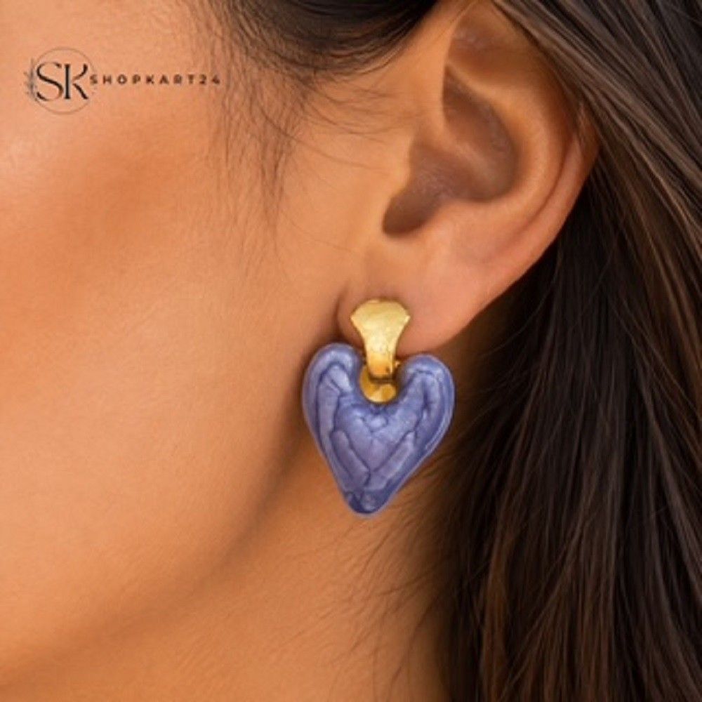 Lavender Heart Korean Earrings