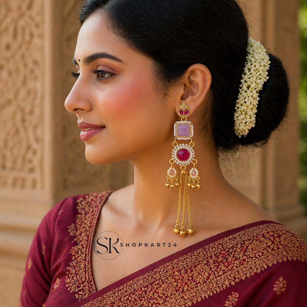 Light Purple Long Kashmiri Earring