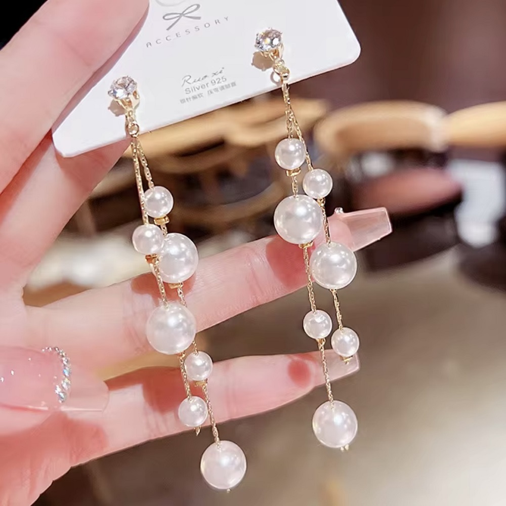 Long Pearl Drop Earring