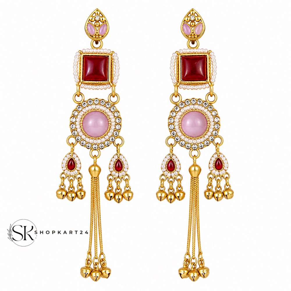Mehroon Long Kashmiri Earring