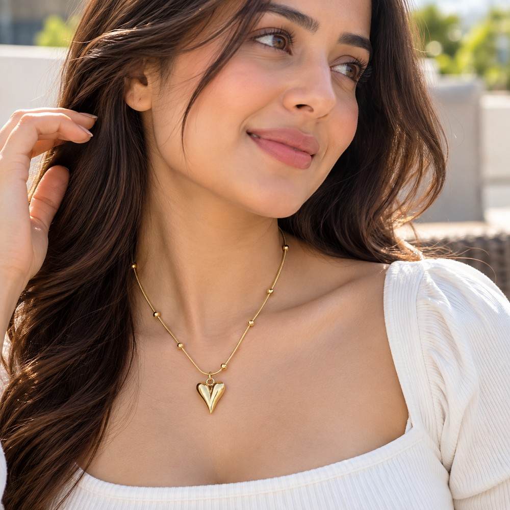 Minimalist Golden Heart Korean Stainless Steel Pendant Necklace