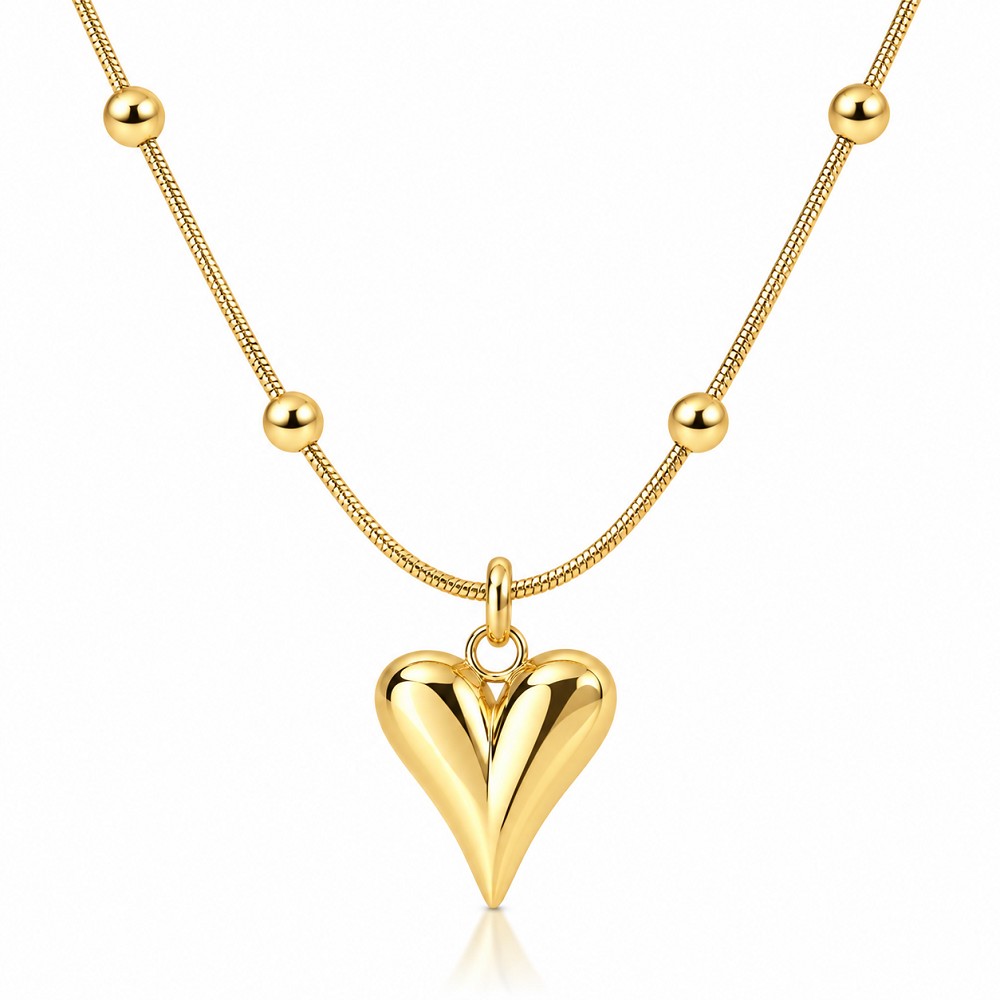 Minimalist Golden Heart Korean Stainless Steel Pendant Necklace