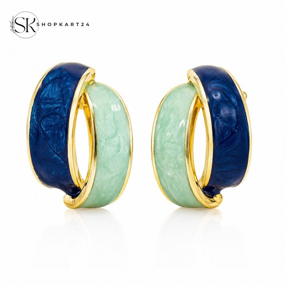 Ocean Mist Korean Hoop Earrings