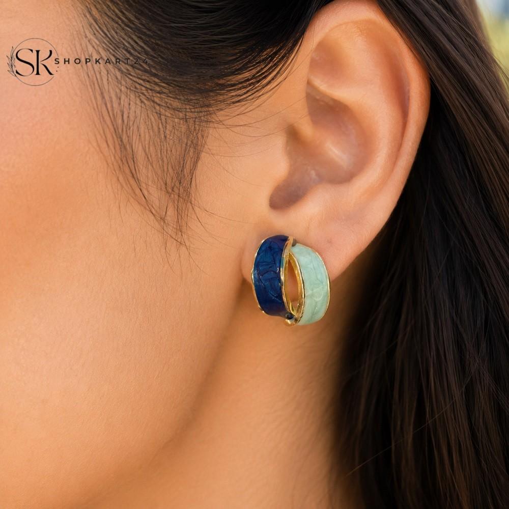 Ocean Mist Korean Hoop Earrings