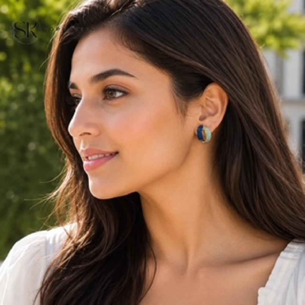 Ocean Mist Korean Hoop Earrings