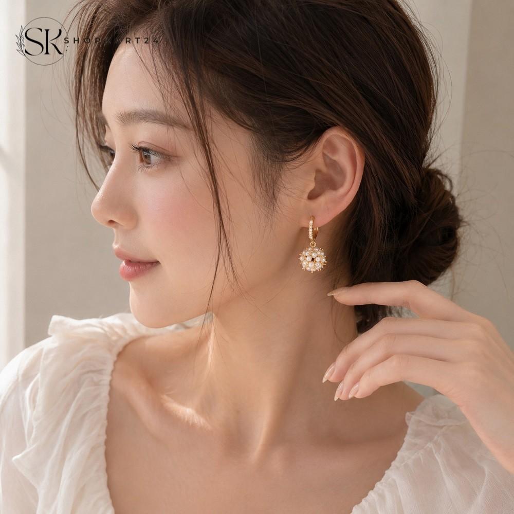 Pearl Halo Hoop Earrings
