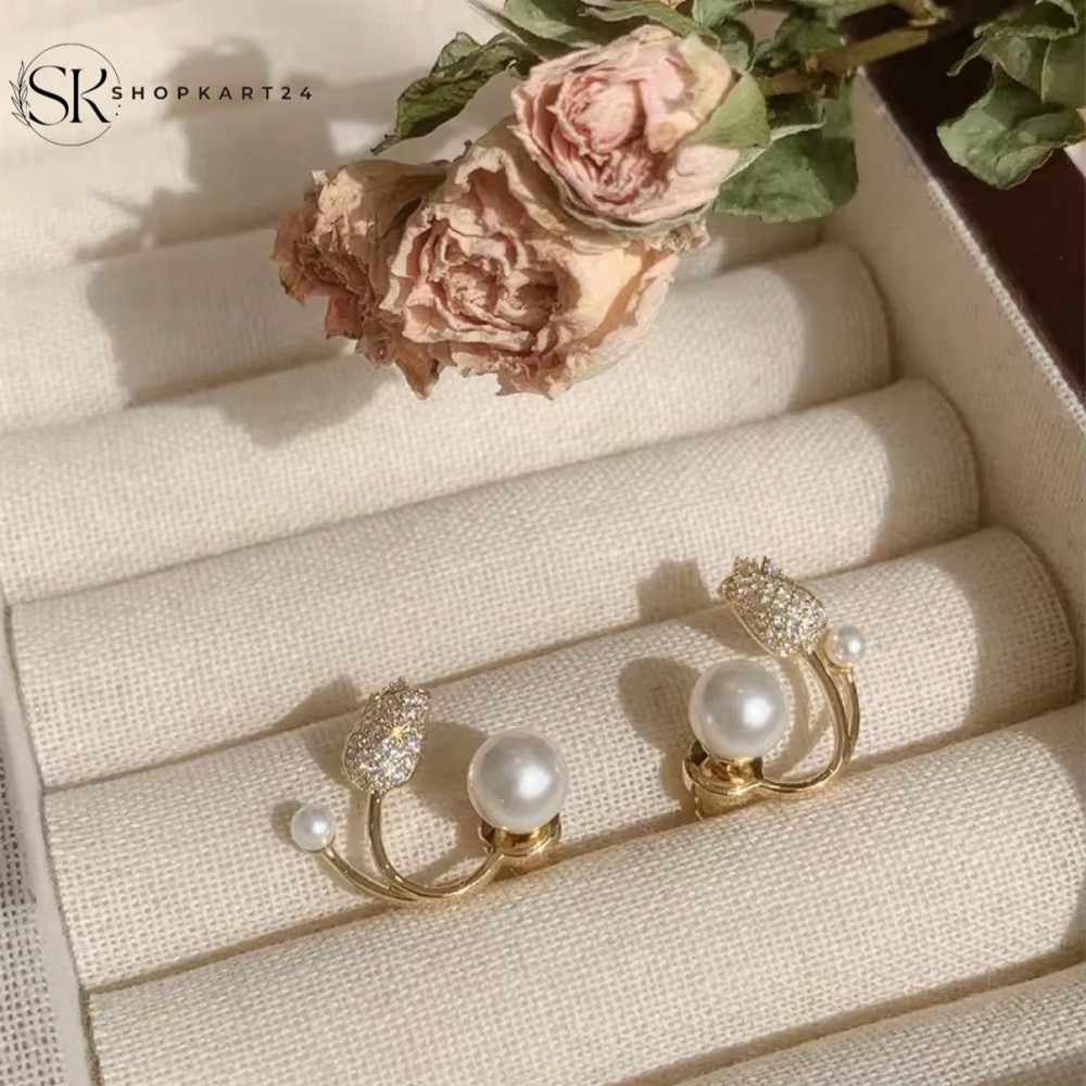 Pearl Tulip Korean Earrings